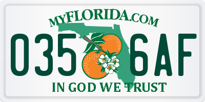 FL license plate 0356AF