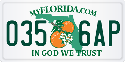 FL license plate 0356AP