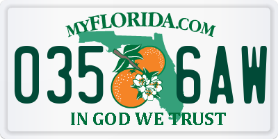 FL license plate 0356AW