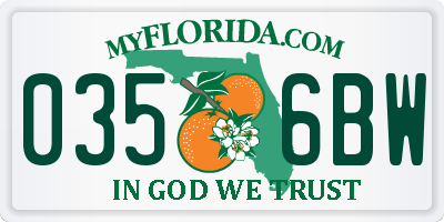 FL license plate 0356BW