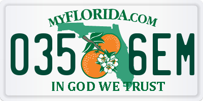 FL license plate 0356EM