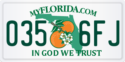 FL license plate 0356FJ