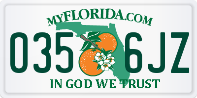 FL license plate 0356JZ