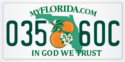 FL license plate 0356OC