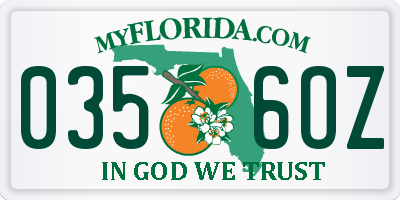 FL license plate 0356OZ
