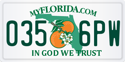 FL license plate 0356PW