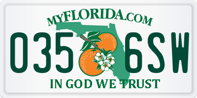 FL license plate 0356SW