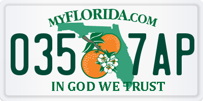 FL license plate 0357AP