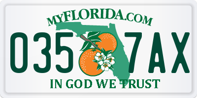 FL license plate 0357AX