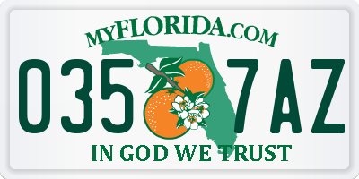 FL license plate 0357AZ
