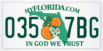 FL license plate 0357BG