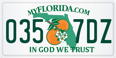 FL license plate 0357DZ