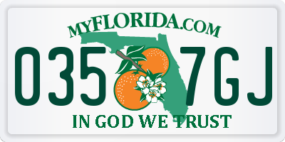 FL license plate 0357GJ