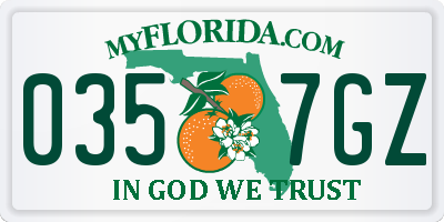 FL license plate 0357GZ