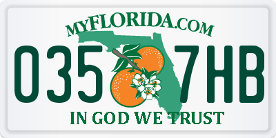 FL license plate 0357HB