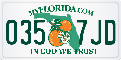 FL license plate 0357JD