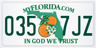 FL license plate 0357JZ