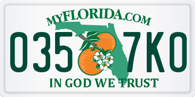 FL license plate 0357KO