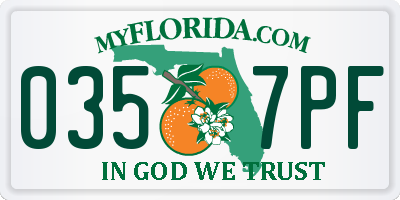 FL license plate 0357PF