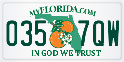 FL license plate 0357QW