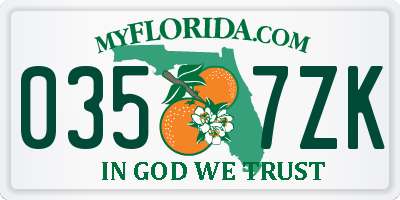 FL license plate 0357ZK