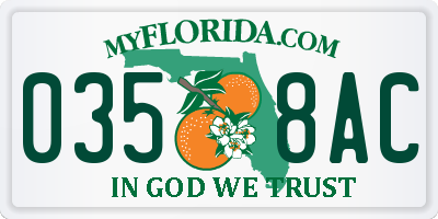 FL license plate 0358AC