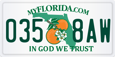 FL license plate 0358AW