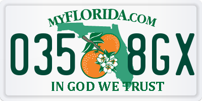 FL license plate 0358GX