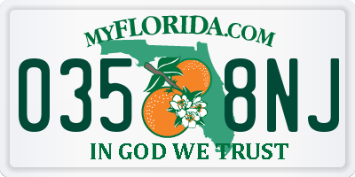 FL license plate 0358NJ