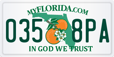 FL license plate 0358PA