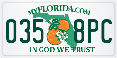FL license plate 0358PC