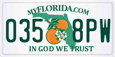 FL license plate 0358PW