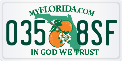 FL license plate 0358SF