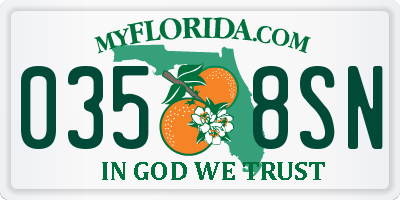 FL license plate 0358SN