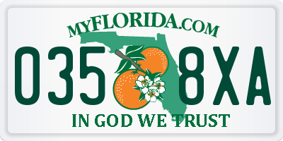 FL license plate 0358XA
