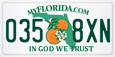 FL license plate 0358XN