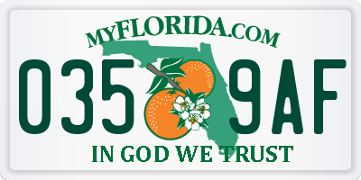 FL license plate 0359AF