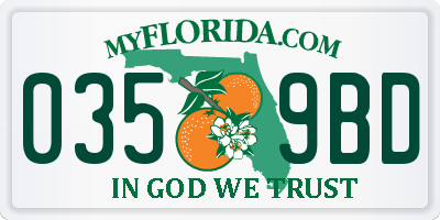 FL license plate 0359BD