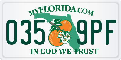 FL license plate 0359PF