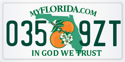 FL license plate 0359ZT