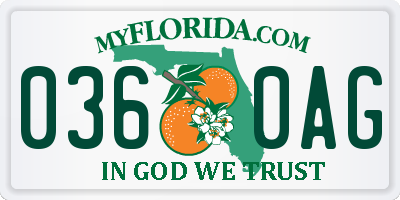 FL license plate 0360AG