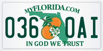 FL license plate 0360AI