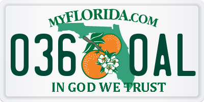 FL license plate 0360AL