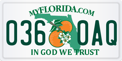 FL license plate 0360AQ