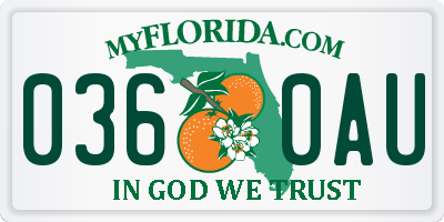 FL license plate 0360AU