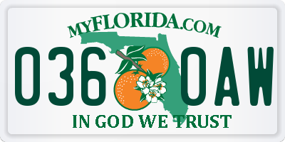 FL license plate 0360AW