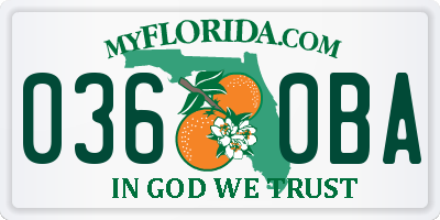 FL license plate 0360BA