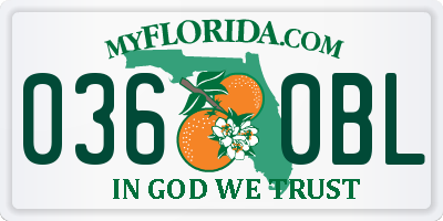 FL license plate 0360BL