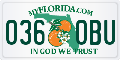 FL license plate 0360BU
