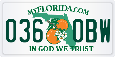 FL license plate 0360BW